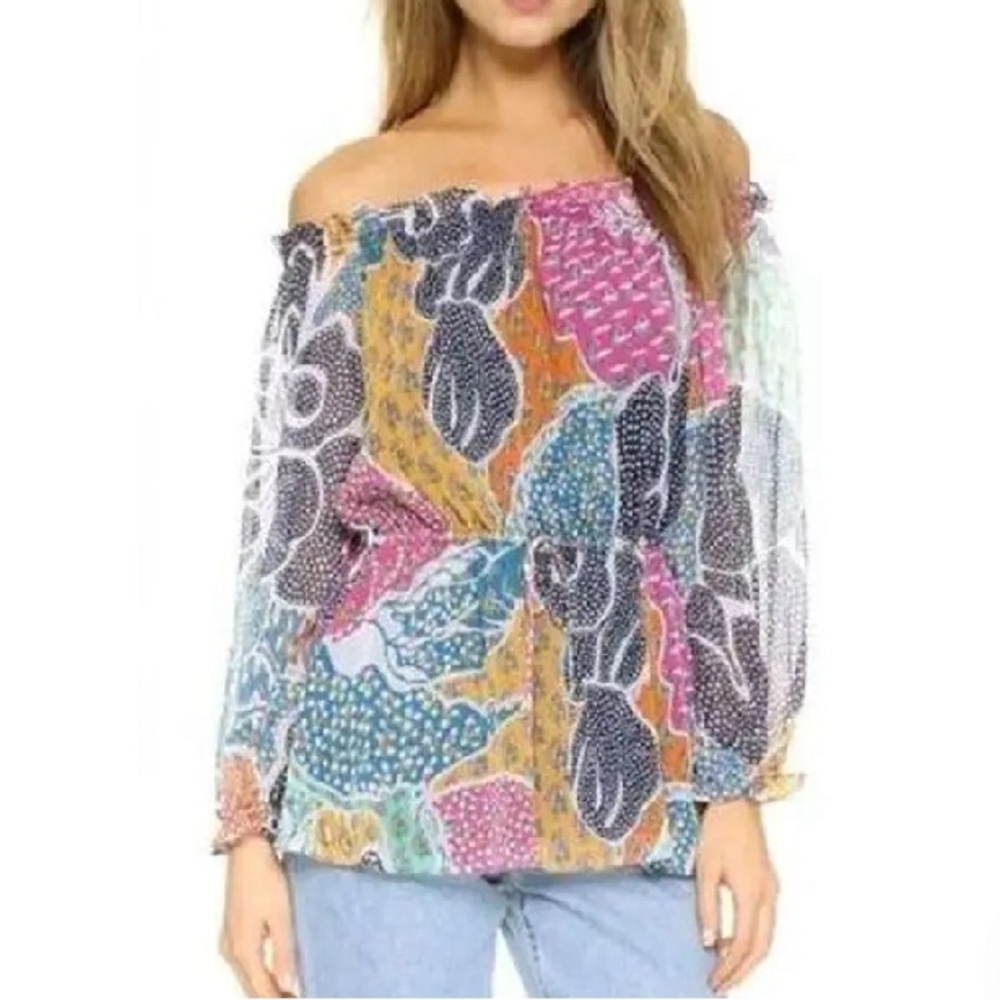 Diane Von Furstenberg DVF Flower Power Dream Camila Silk Top Siz 10